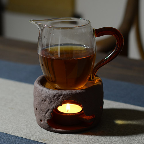 台湾老岩泥日式温茶炉蜡烛加热底座茶香炉烘茶暖烤茶炉烛台温茶器