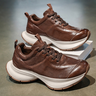 复古潮牌小众高级感皮面老爹鞋 欧洲站男鞋 男士 休闲百搭运动鞋 冬季