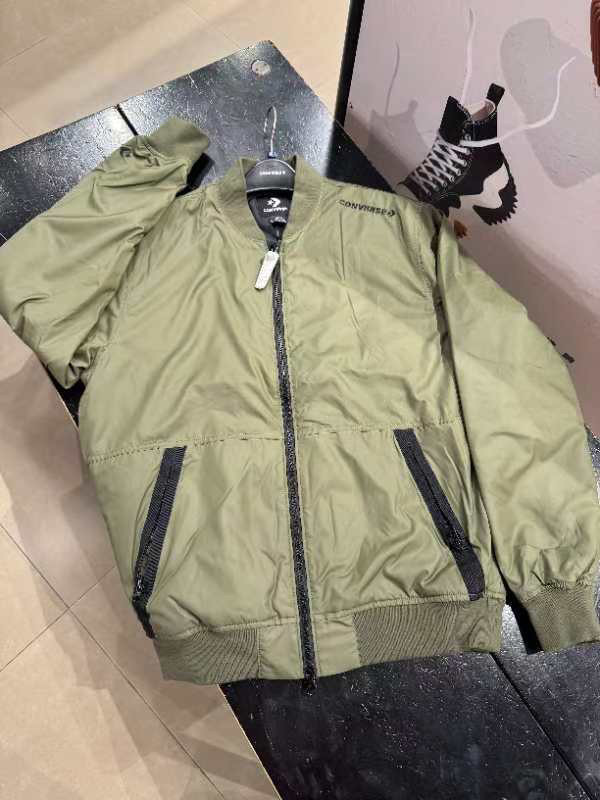 匡威CONVERSE男款草绿色棒球服夹克外套10018368