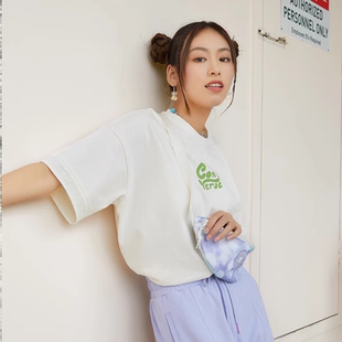 匡威白色纯棉衬衫T恤度假风短袖宽松女款 10021964  10024354