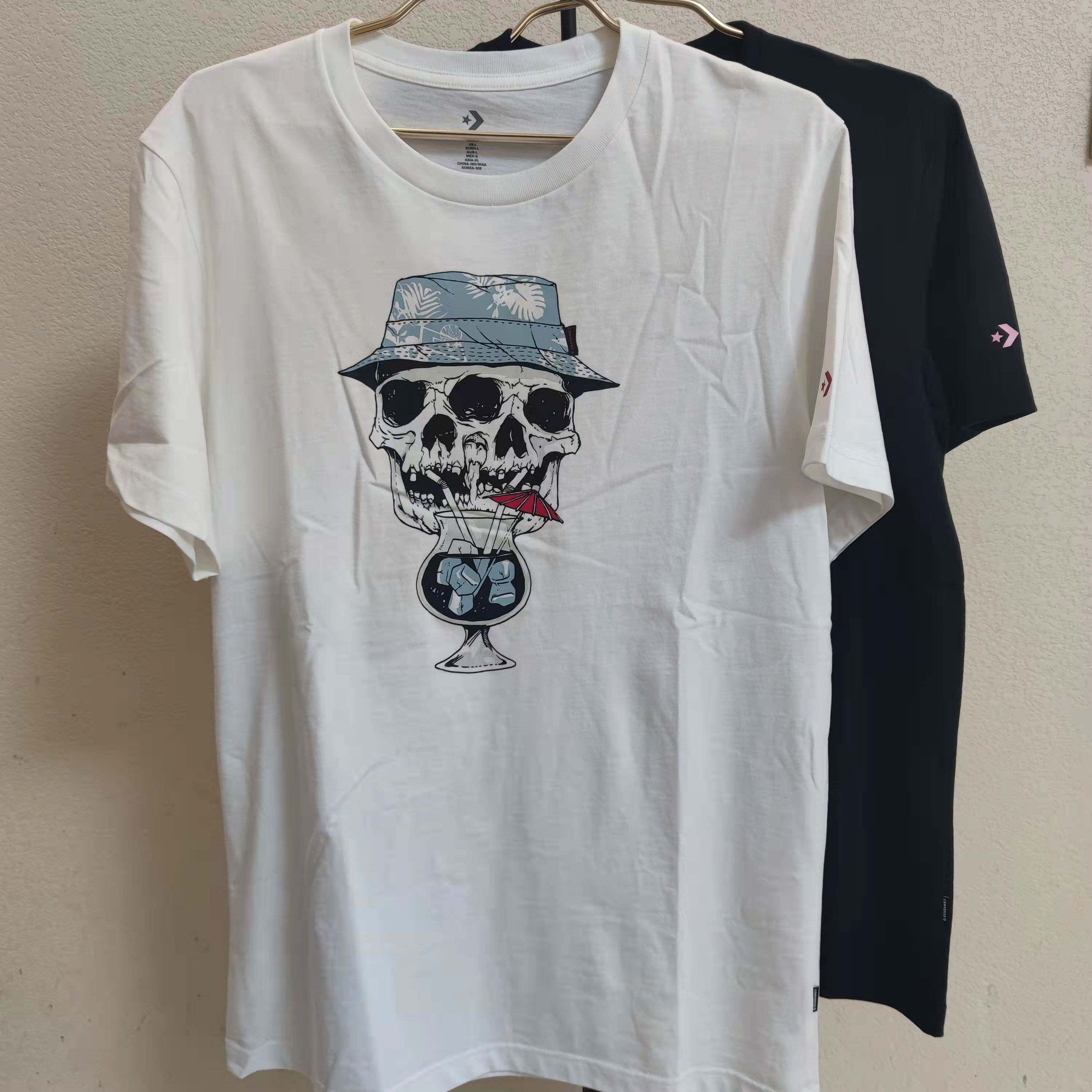 匡威短袖圆领骷髅头个性印花男士t恤 10018380 10019893 10008082