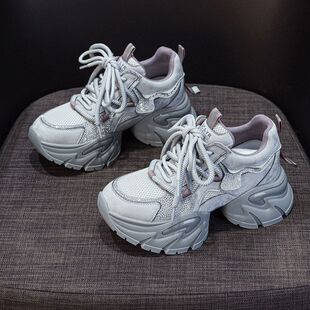 小个子7cm增高水钻透气百搭运动鞋 显脚小 女2026新款 老爹鞋