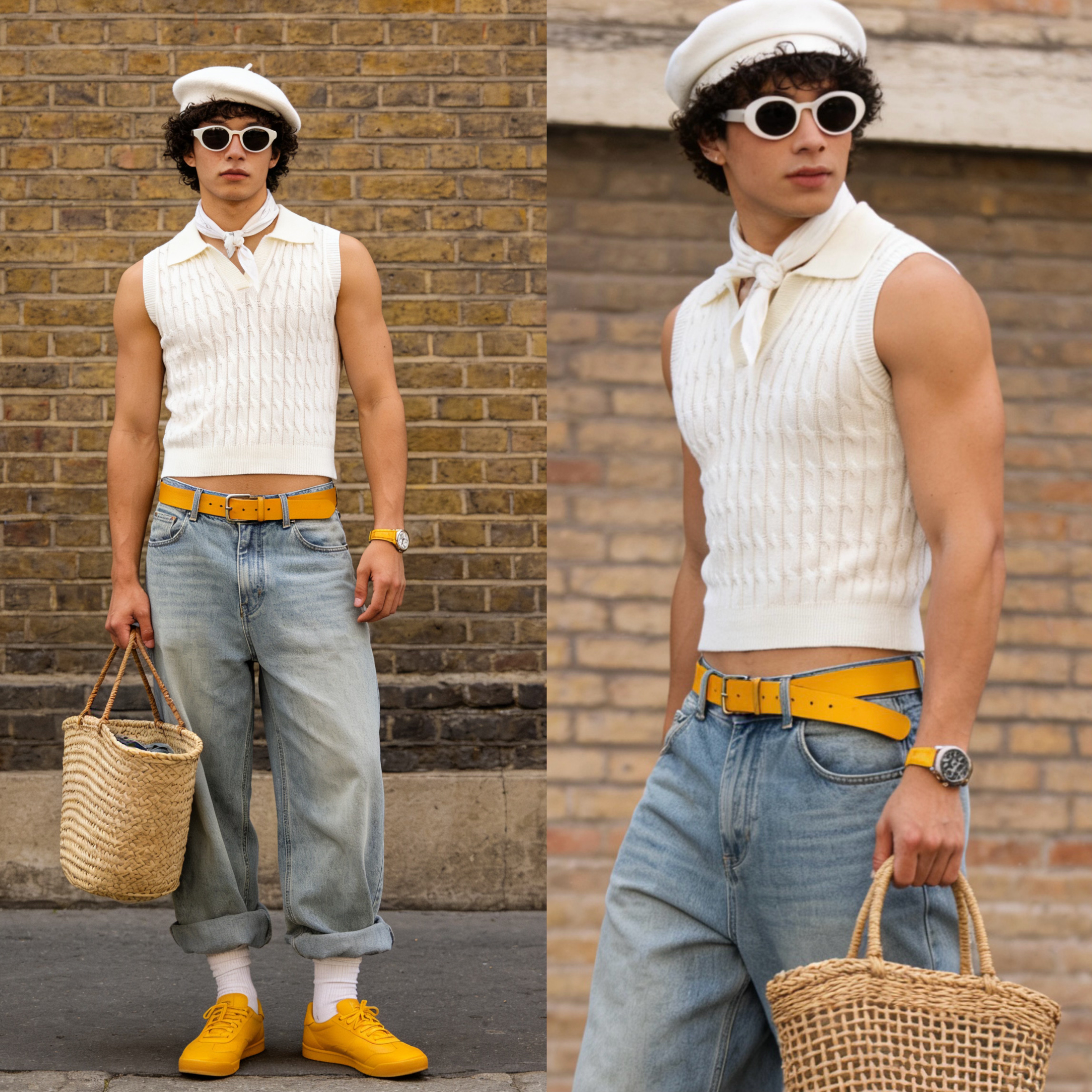 BUDDYBODY英伦学院风休闲修身polo翻领麻花无袖针织短款性感背心