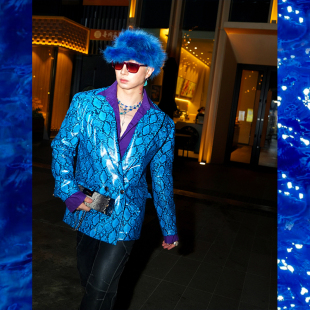 双排扣PU皮亮面皮衣蛇纹西装 BUDDYBODY晚宴奢华枪驳翻领修身 个性