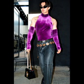 弹力丝绒高领晚宴演出小众设计感袖 BUDDYBODY美式 性感修身 套背心