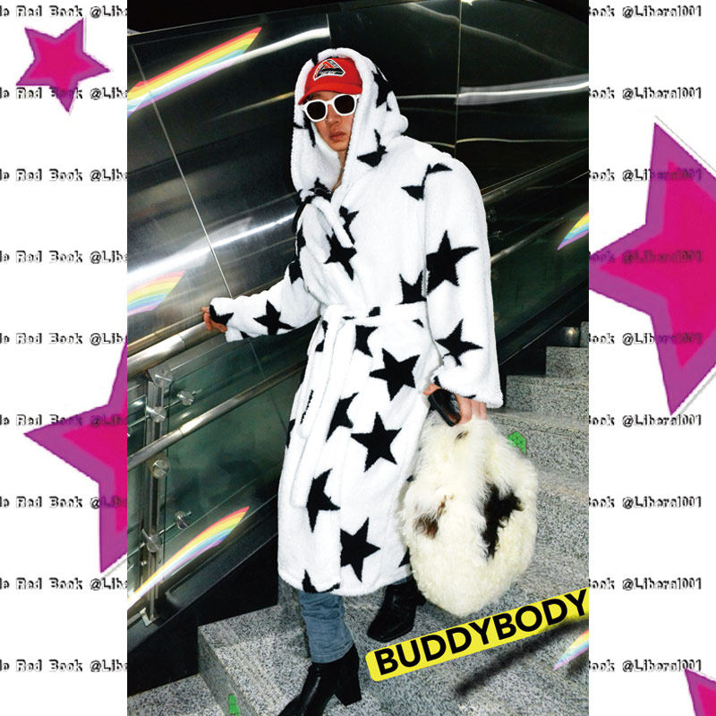 BUDDYBODY美式街头嘻哈宽松加绒加厚星星印花珊瑚绒连帽系带睡袍,男装,时尚套装,淘宝优惠券,粉丝福利购,淘宝优惠卷