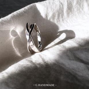 关山月手作合金寓意戒指莫比乌斯环光面双层指环闭口男女情侣戒