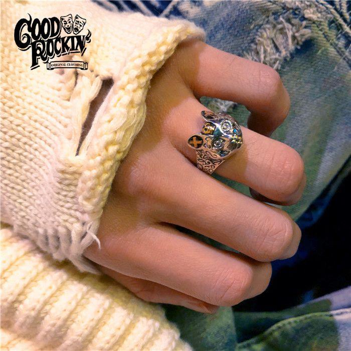 莲鱼山斯芬克斯猫银戒毛猫925