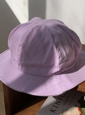 减龄软萌香芋紫色2024新款日系文艺显脸小夏季遮阳小边渔夫帽子