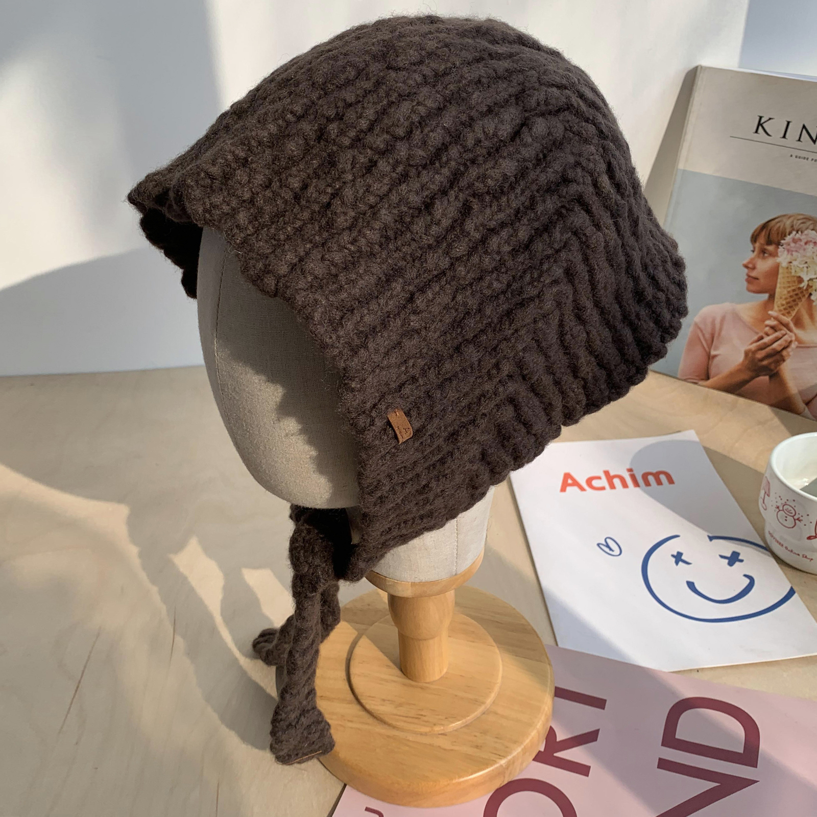 小众定制高级感羊毛毛线女韩系小围巾2025秋冬季新款针织包头帽子