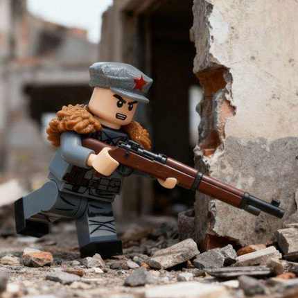 乐玩具积木八路军小人仔士兵打仗战争男孩军事警察特种兵苏联高