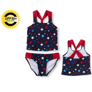 size 8T外贸原单星星儿童女宝宝分体泳衣防晒泳衣小中童泳衣
