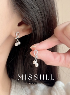 MISSJILL 云颜秀色｜小众设计新中式质感通体S925纯银珍珠耳钉女