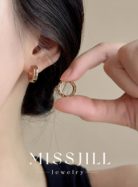 MISSJILL 罗马的秋 小众设计秋冬中性通勤S925纯银镀金耳圈耳饰女