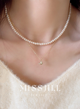 MISSJILL 甜心迷恋｜爱心叠戴小众简约设计精致天然淡水珍珠项链