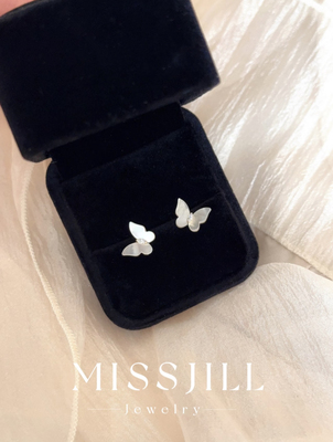 MISSJILL·蝴蝶幻贝｜小众高级精致通体S925纯银白贝母耳圈耳扣饰