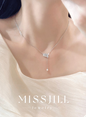 MISSJILL 一叶春意项链 小众高级精致珍珠轻奢S925纯银项链锁骨链
