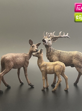 collecta我你他  雄赤鹿母鹿小鹿仿真丛林动物模型玩具88469