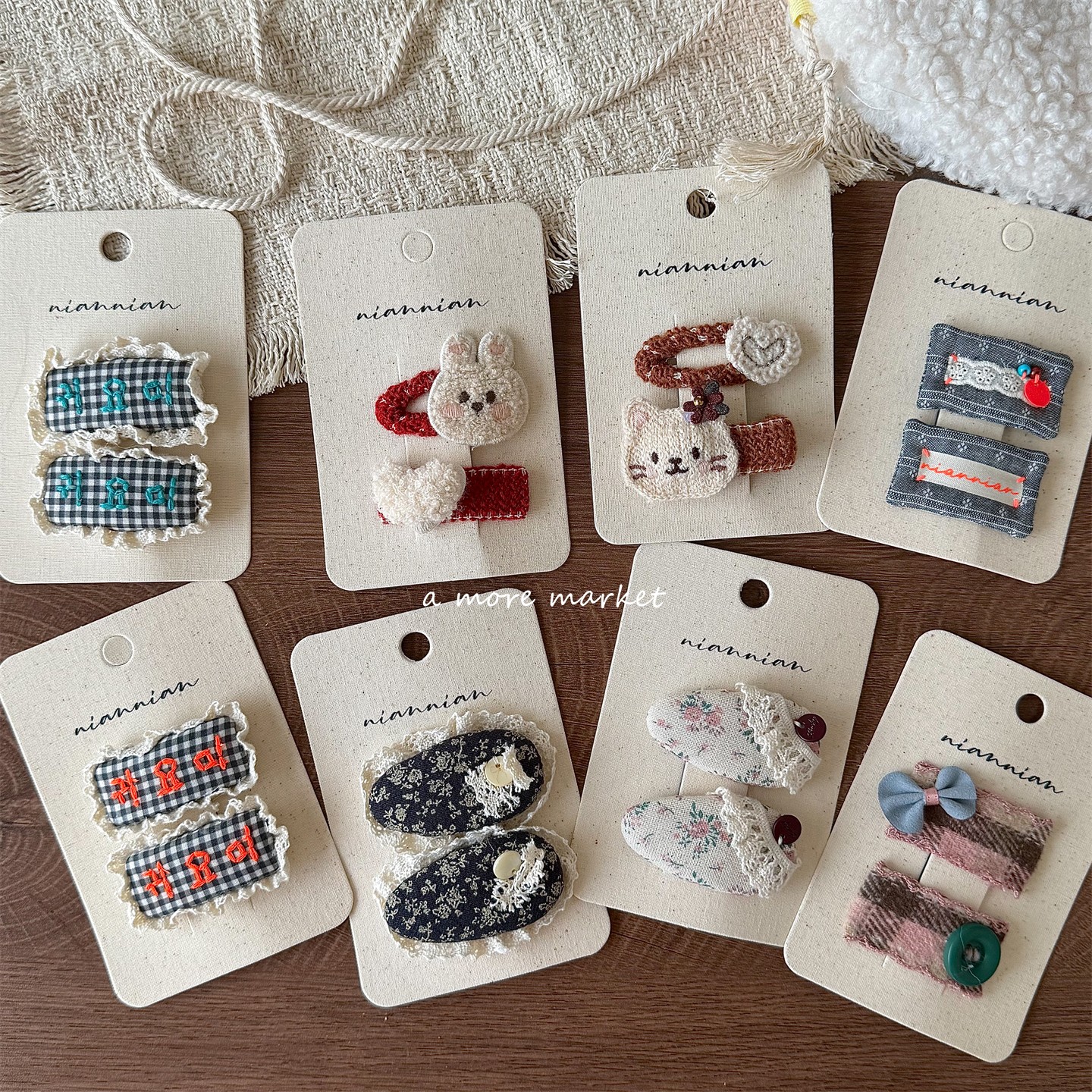 满3卡包油念念niannian秋冬儿童发夹韩系女孩格子小熊刘海夹边夹