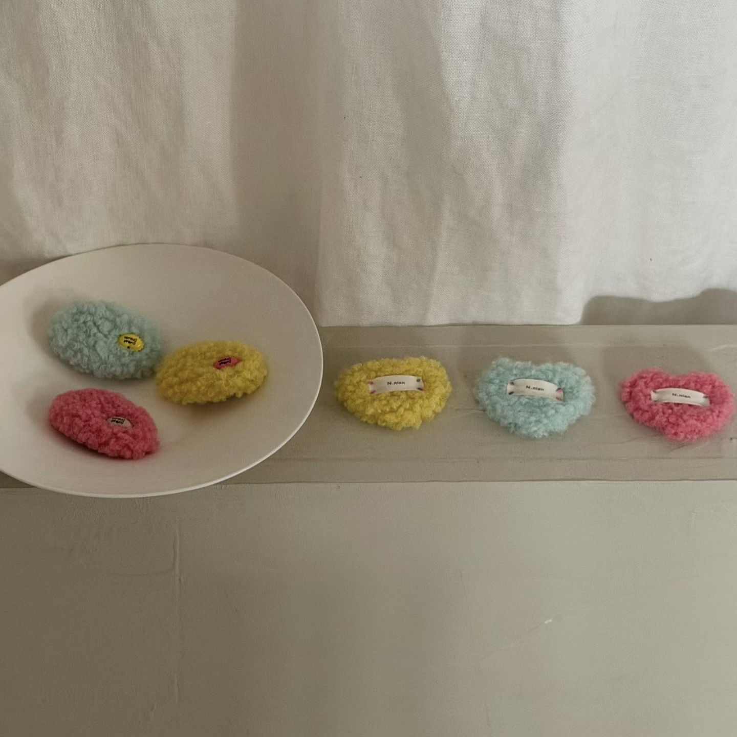 满3对包邮念念niannian韩系秋冬儿童毛绒发夹可爱女宝宝边夹发卡