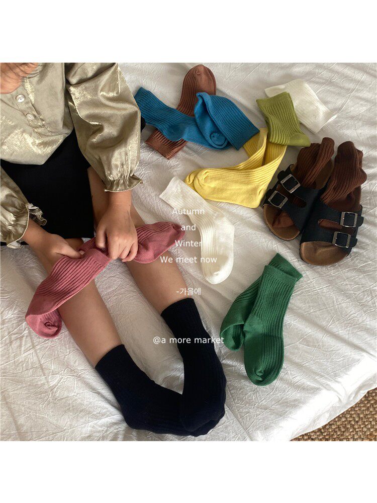 韩版短袜春秋糖果色男女童