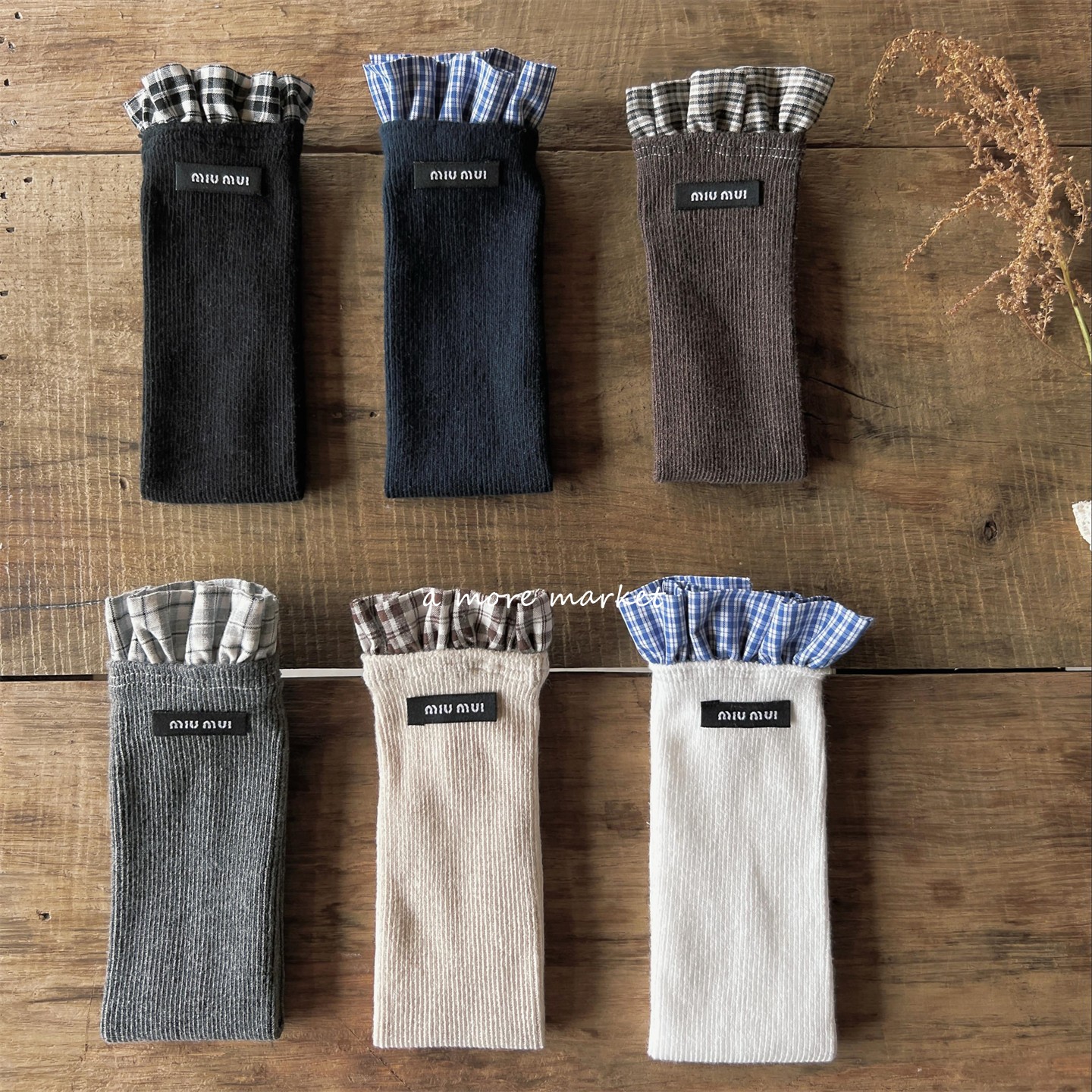 女童中筒袜秋冬miu系格子花边儿童小腿袜韩系字母纯色宝宝长筒袜