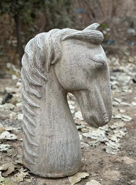 【马头】～马到成功 青石 高60 马首硕大挺拔 神态雕刻栩栩如生