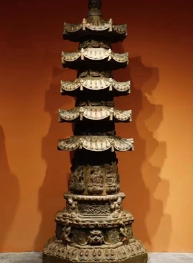 唐 青石彩绘佛塔 塔基为八方形，向上垒筑 高255cm，底座直径90cm