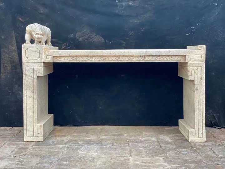 汉白石     条案（貔貅）：长1.36米*宽42*高90公分 平案高73公分