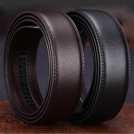 男士真皮无头带身无扣头自动扣皮带牛皮裤带中年青年少年带3.5宽
