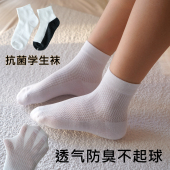 儿童白色中筒袜棉袜学生男女童幼儿园白袜子网眼透气短袜薄款 春秋