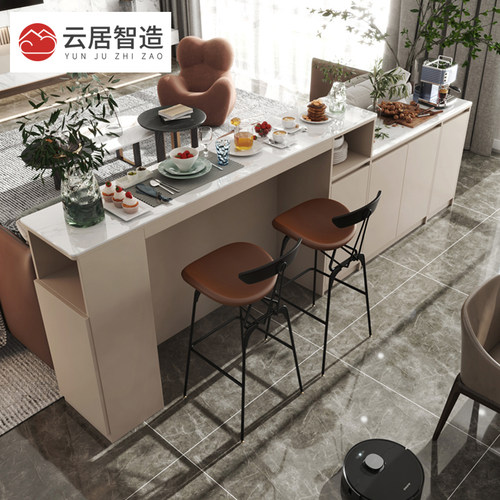 简约现代轻奢餐边柜吧台一体设计