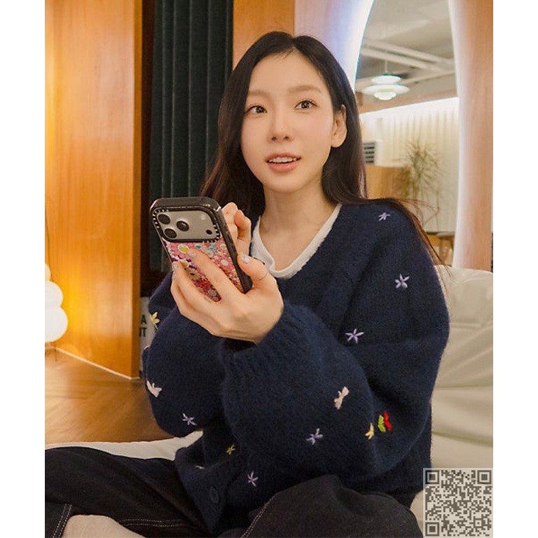 韩国代购ronron泰妍刺绣针织开衫