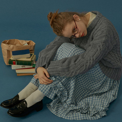 法式复古连衣裙风琴褶格子裙