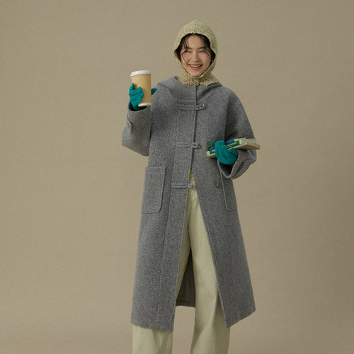 复古英伦学院中长款厚外套女