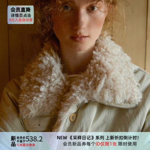 LLANO可拆卸毛领短款派克服女