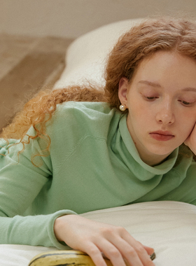 LLANO拼接撞色打底衫高领针织法式气质内搭长袖修身百搭女秋冬季