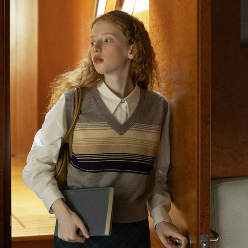 复古条纹针织背心LLANO