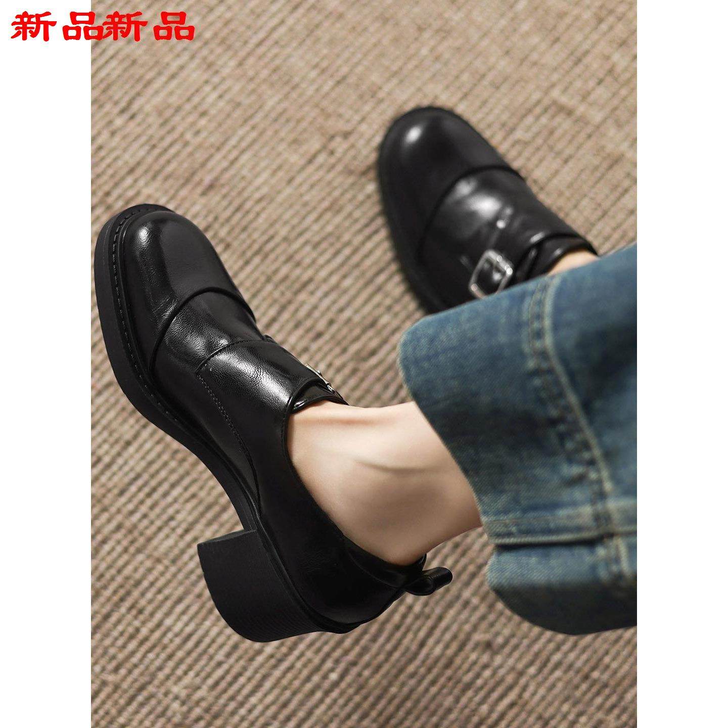 英伦皮鞋-单鞋高女圆头粗风百搭乐福鞋40跟大码复古小女鞋43跟,女鞋,乐福鞋（豆豆鞋）,淘宝优惠券,粉丝福利购,淘宝优惠卷