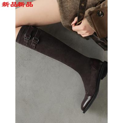 41女鞋马丁靴33靴子膝不过43绒面-复古小码弹力高筒靴大码法式女