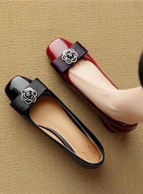 跟粗43大码小码玛丽法式浅口413233蝴蝶结女鞋女小皮鞋珍方头单鞋