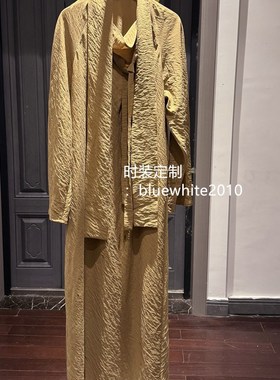 法式慵懒贵气女王   干丝荡领长款真丝连衣裙 dry silk桑蚕丝裙子