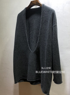 定制 山羊绒深U领外套大V领纯羊绒衫  羊绒外套 纯羊绒针织