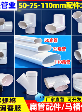pvc扁管配件卫生间厨房阳台排水椭圆管件地漏马桶移位器75 110 50