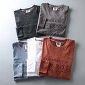 T恤打底衫 休闲百搭圆领长袖 全棉水洗磨毛面料立体压印男士 秋冬季