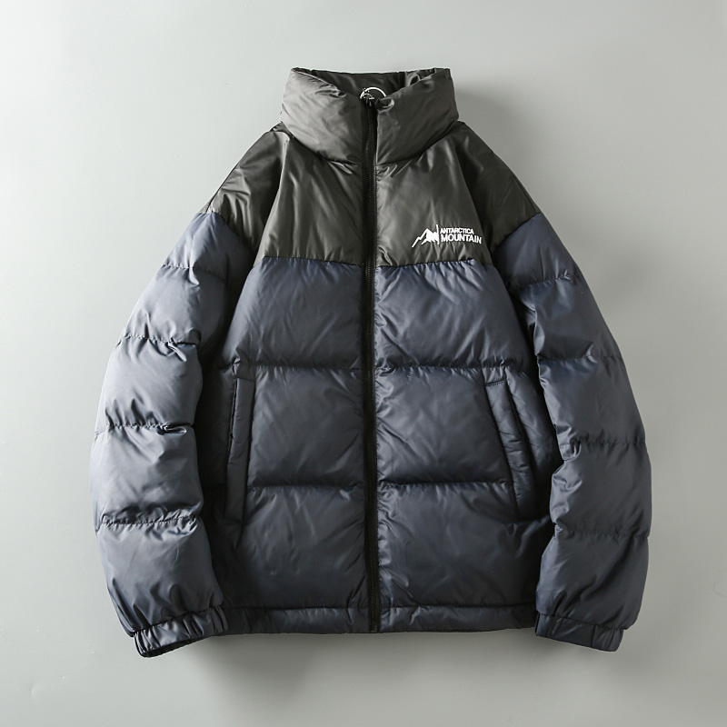 时尚休闲立领撞色拼接羽绒服保暖