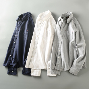 衬衫 纯色通勤港风休闲纯色百搭长袖 衬衣 全棉牛津纺男士 春秋新款