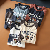 新款 T恤衫 纯棉水洗磨毛撞色插肩袖 圆领休闲百搭长袖 打底 男士 秋季