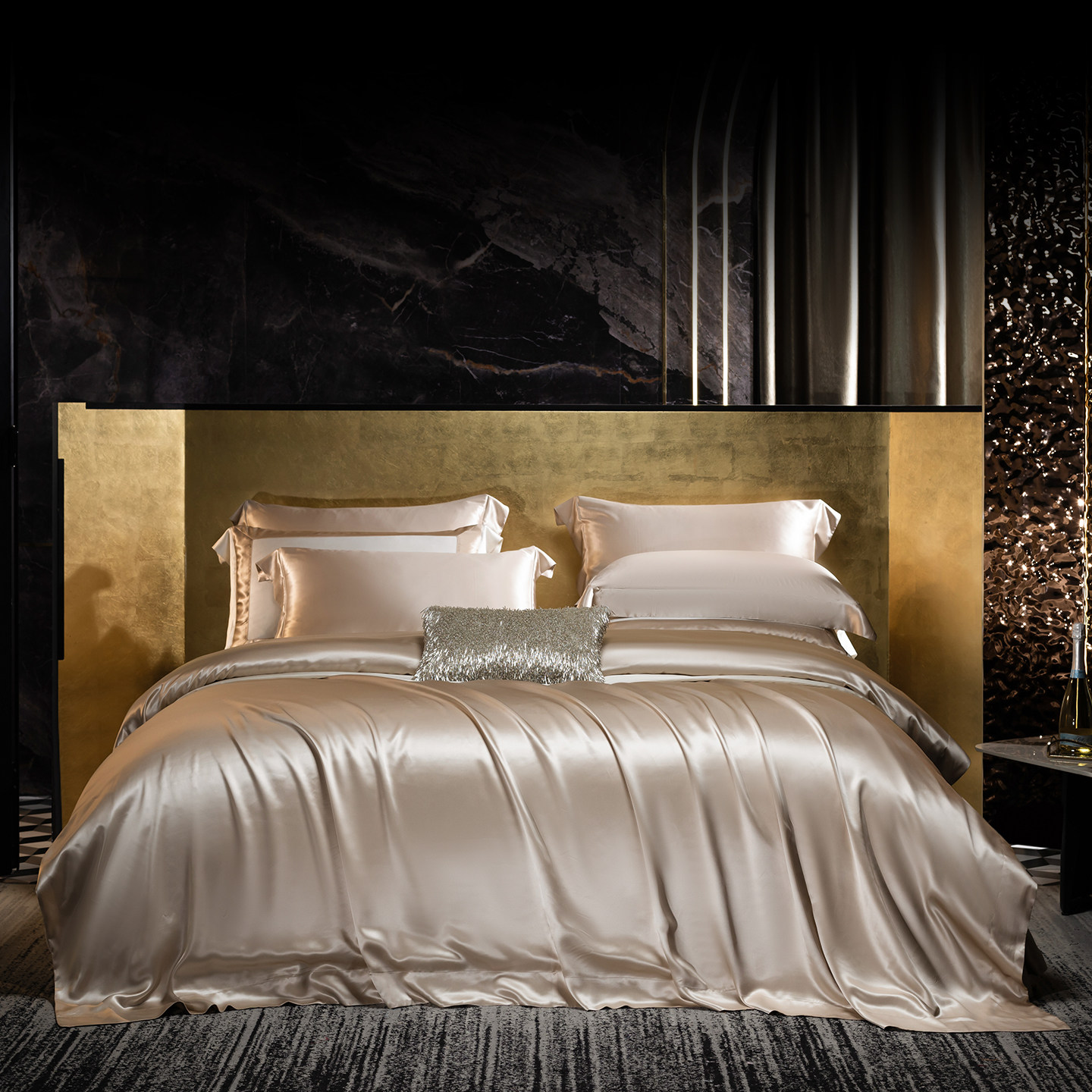 苏迷 总统纯色真丝四件套100%桑蚕丝滑裸睡高端奢华欧式床上用品