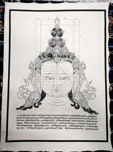 度母头像度量画稿 唐卡布 DIY手绘自己画唐卡装饰画